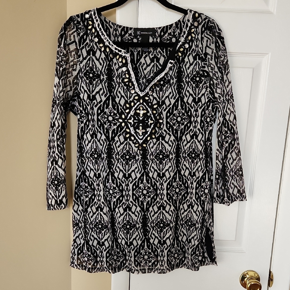 INC Jeweled Blouse, Size XL